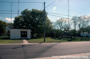 WGUL's transmitter building and south towers