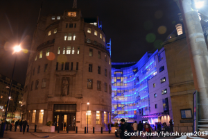 Broadcasting House after dark