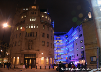 Broadcasting House after dark