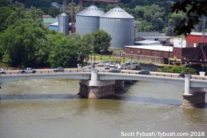 Zanesville's Y-Bridge, from above