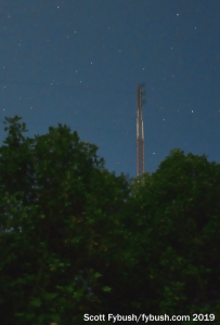 WFLQ's tower at night